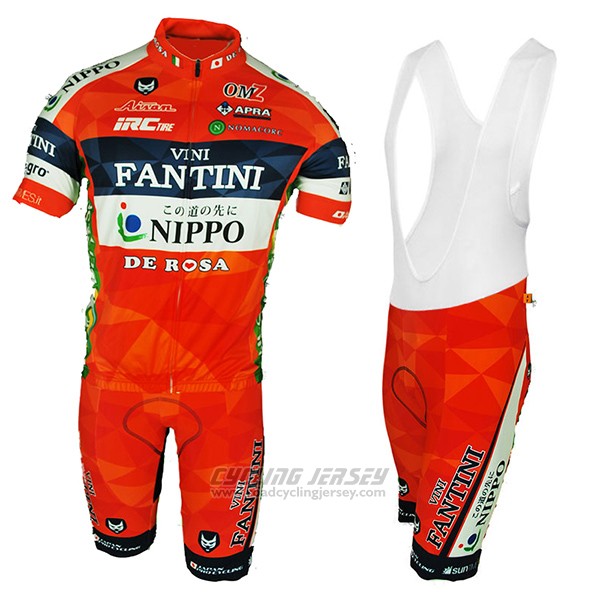 2017 Cycling Jersey Vini Fantini Orange Short Sleeve Salopette